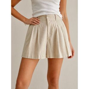 Weekend Los Angeles Linen Blend Shorts Beige High Waist Pleated Size S NWT